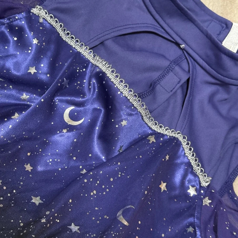 Kids Girls Star Moon Witch Dress Costume with Hat Sparkle Starry Night - Picture 4 of 7